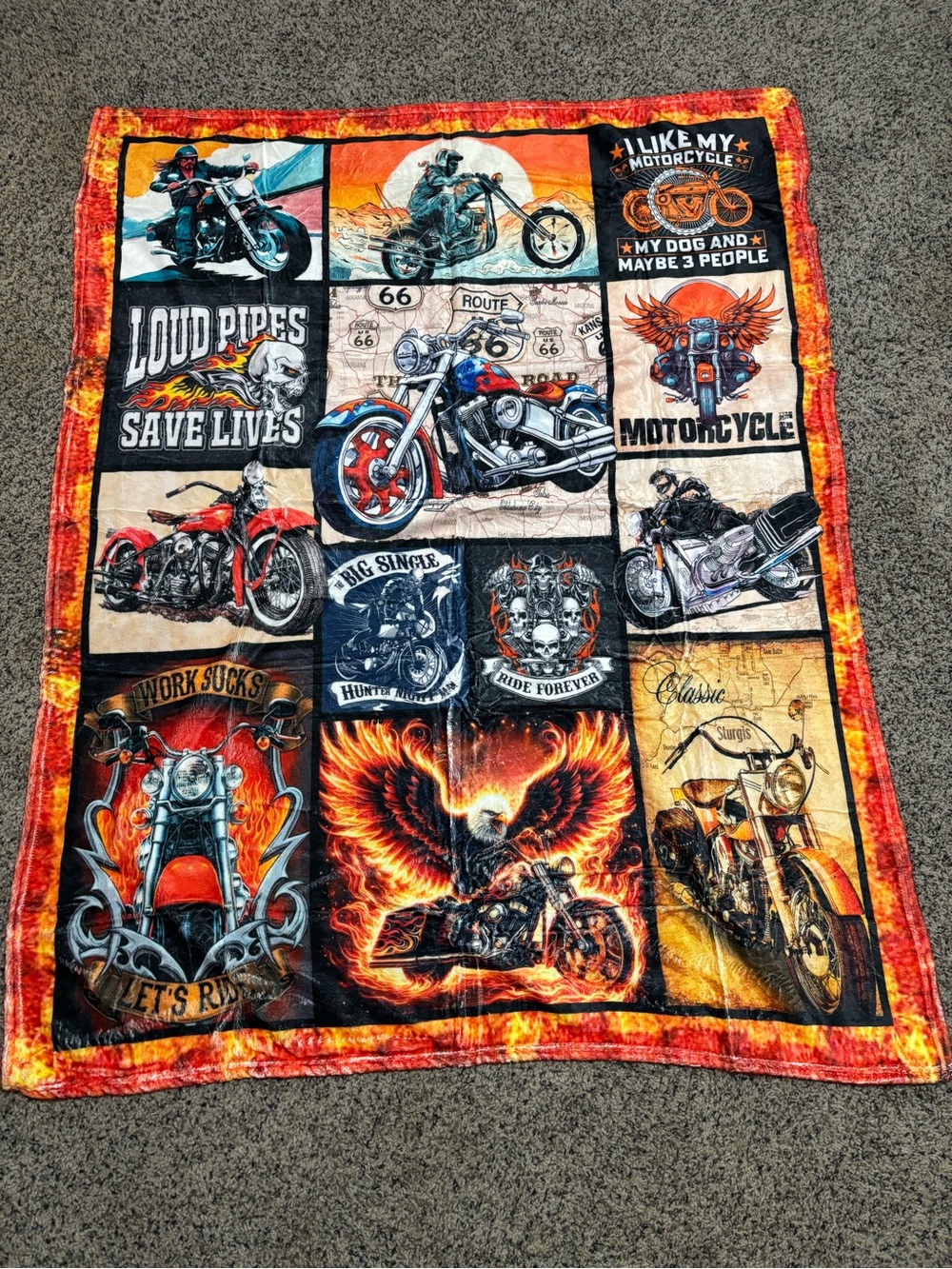 Motorcycle plush blanket